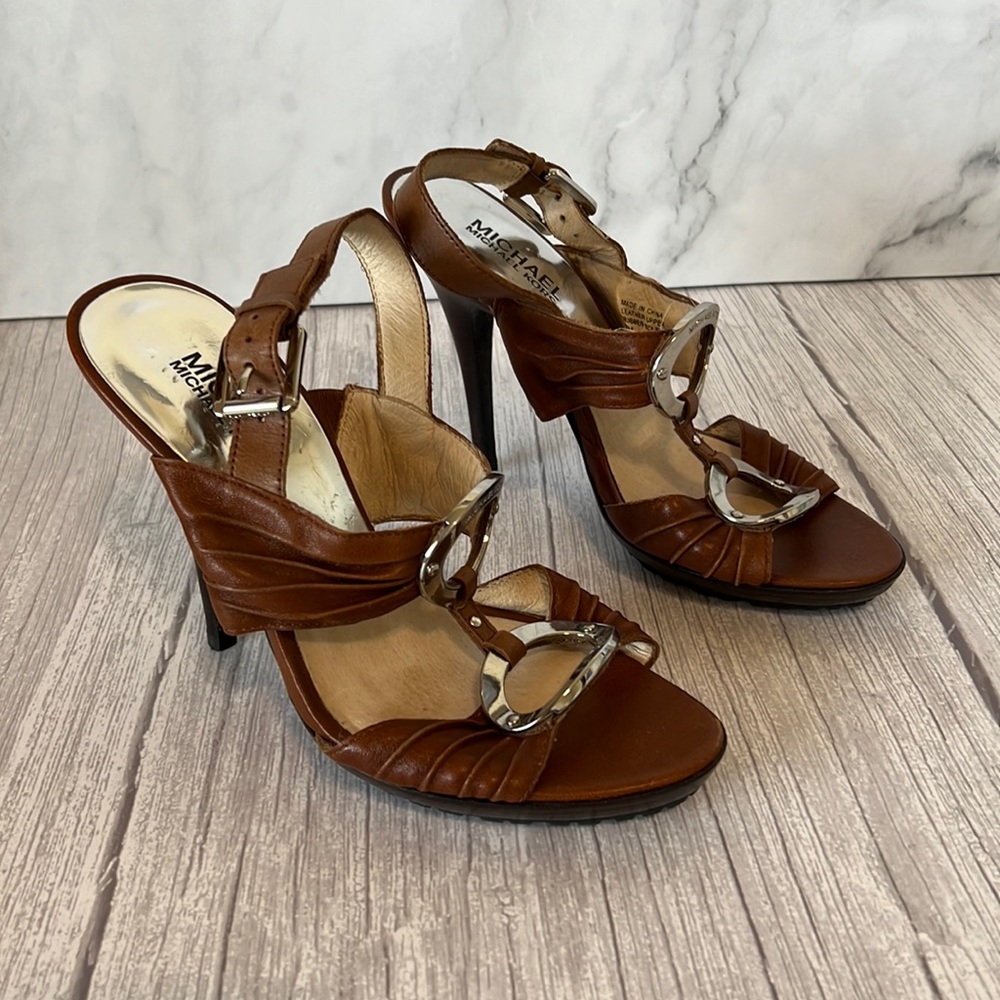 Michael Michael Kors Brown Leather Heel Sandals (7)